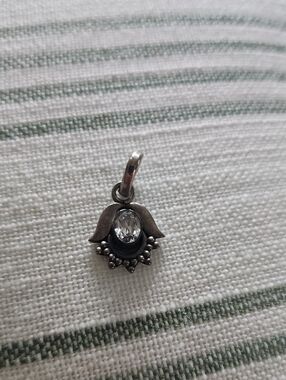 Vintage Sterling Silver Clear Crystal Pendant Necklace Charm